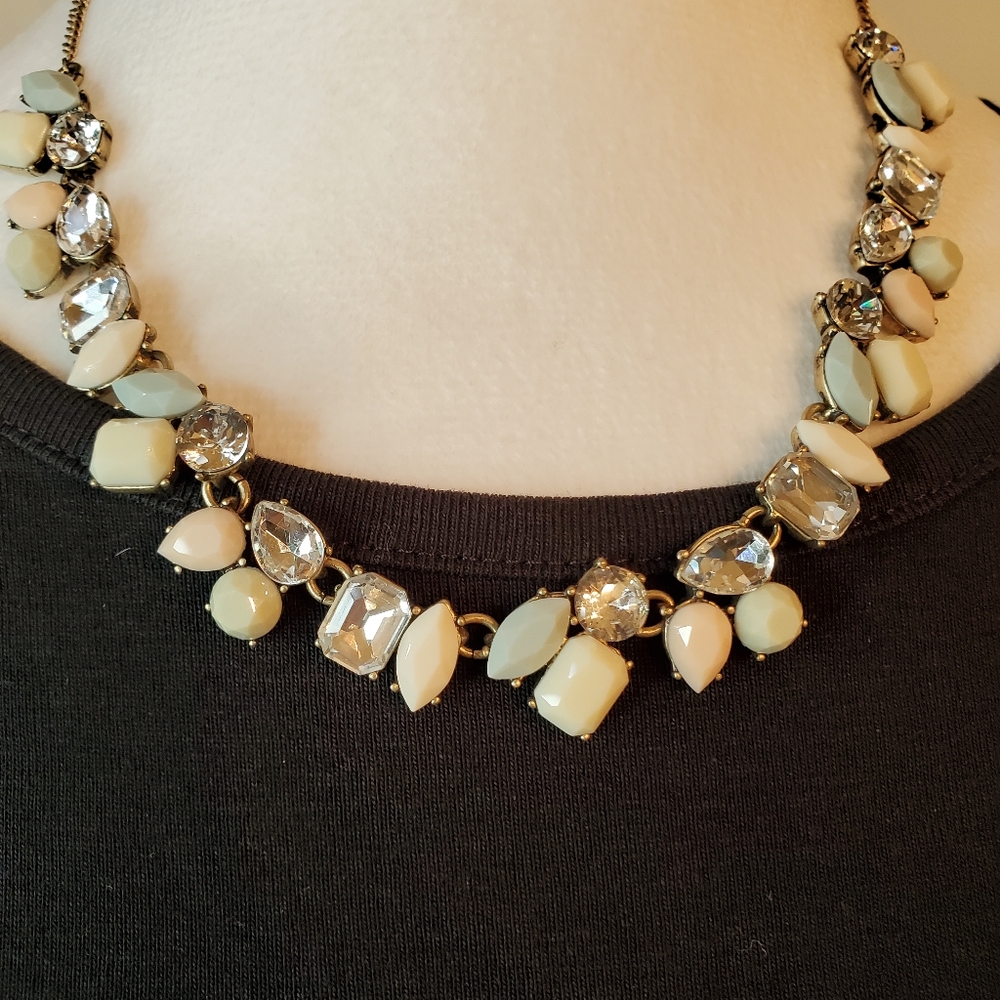 J Crew Factory Pink and Blue Statement Necklace
